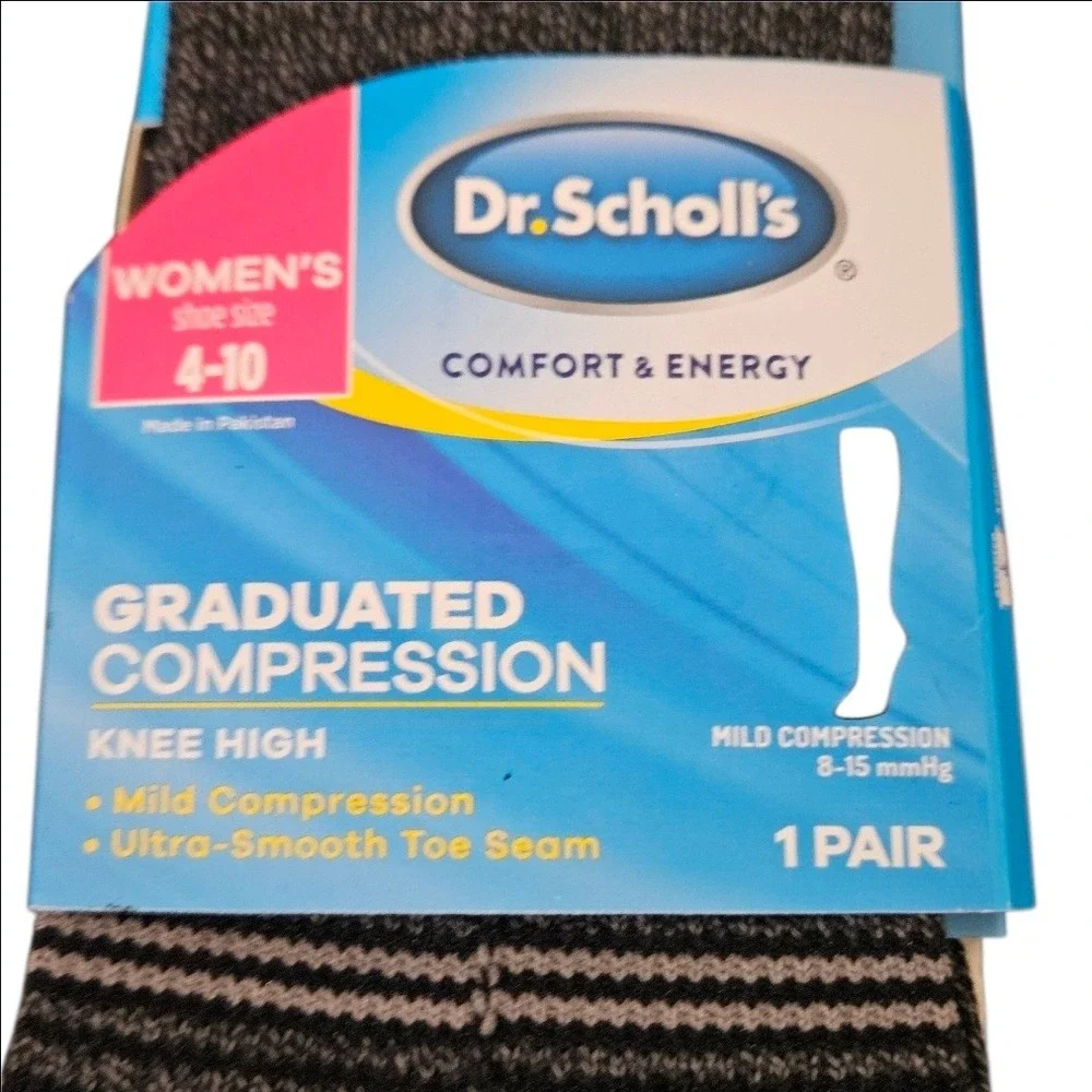 Dr Scholls Womens Graduated Compression Knee High Socks 8-15 mmHg Black 4-10 New